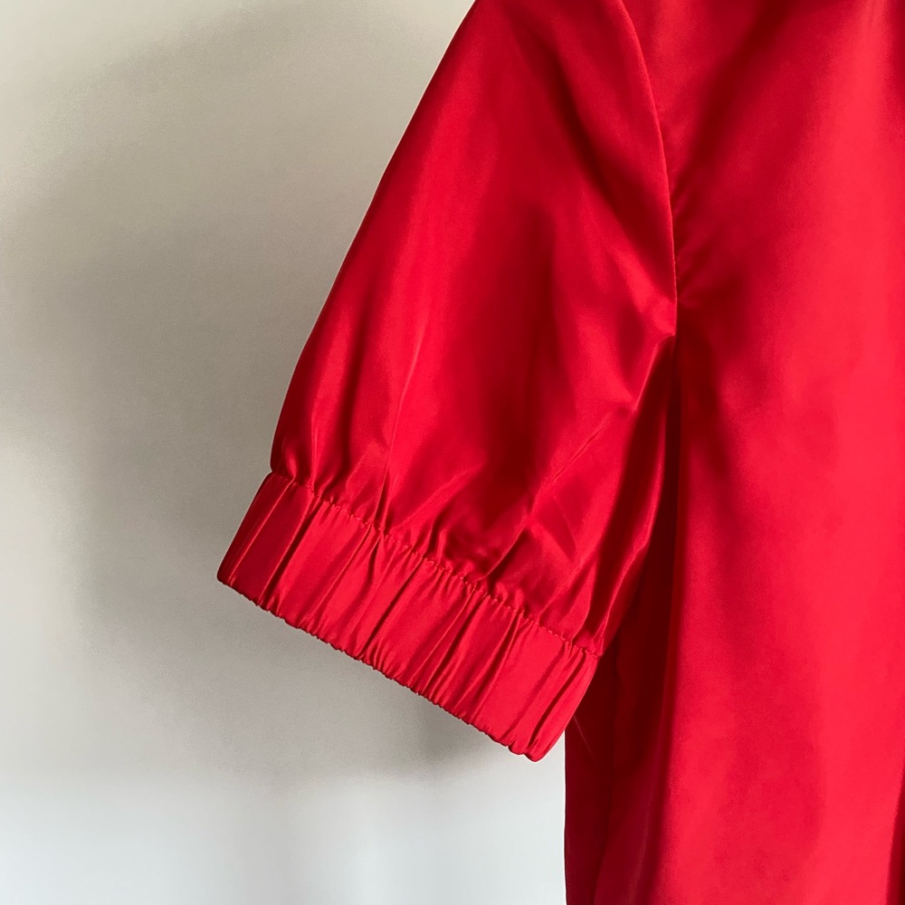 Zara Red Notched Collar Crop Button Down Shirt - Picture 3 of 6